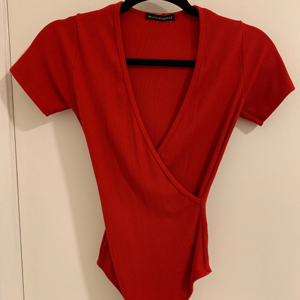 Brandy Melville Red Tee Bodysuit